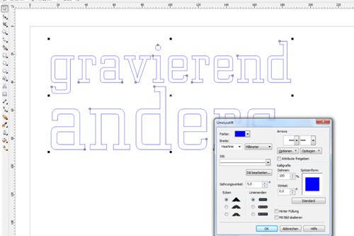 Laser-Vorlage für das Ritzen